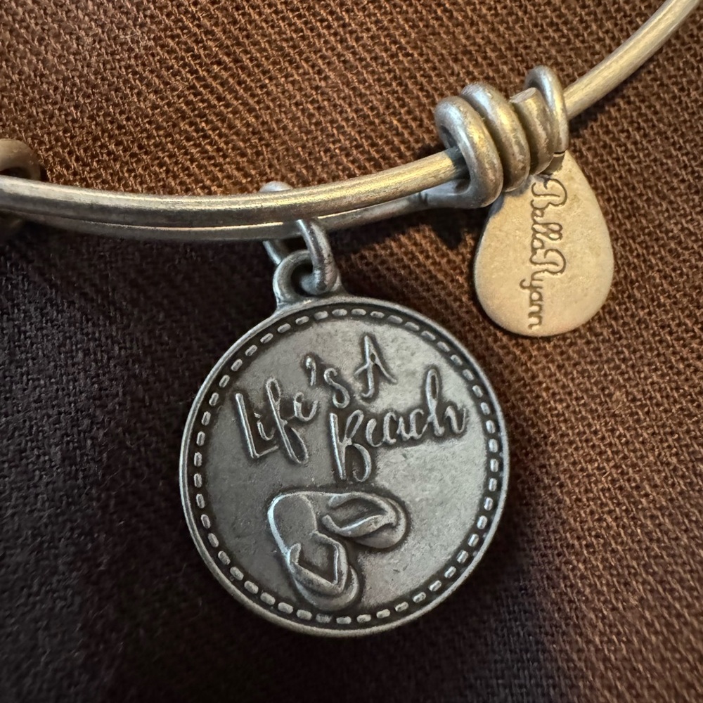 Silver Bangle Bracelet with Charm LIFE’S A BEACH